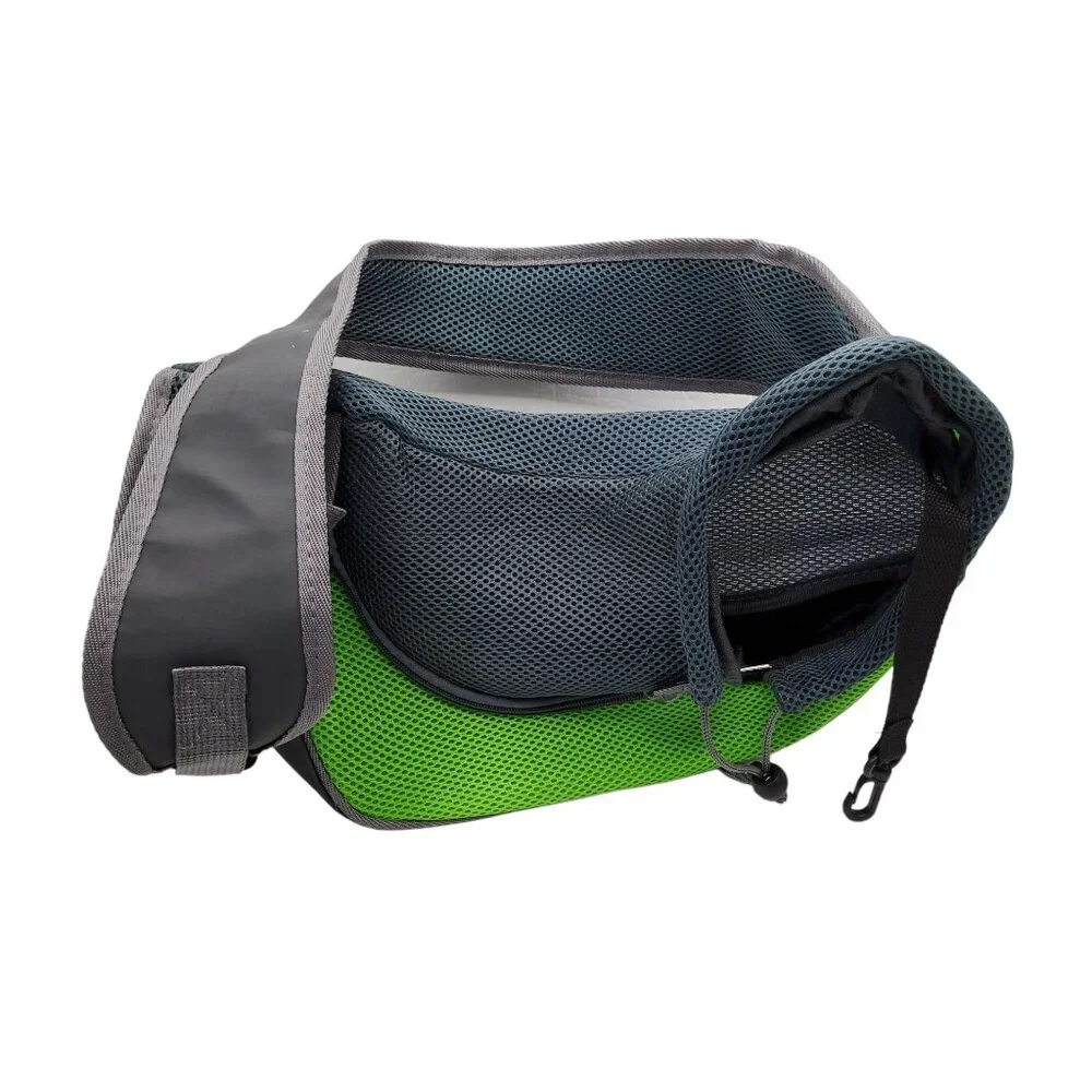 Green/Gray Soft Mesh Pet Carrier Small Dog, Cat, R Tote Sling Bag.